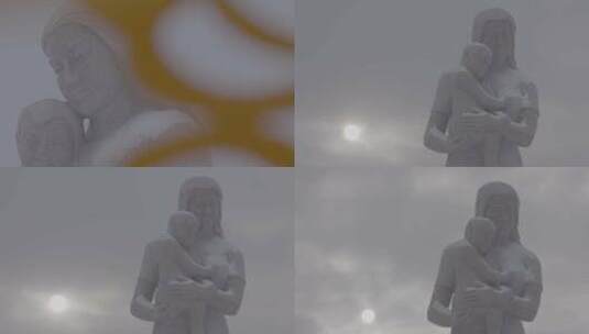 哈尔滨伊春汤旺河母亲雕像4K实拍视频高清在线视频素材下载