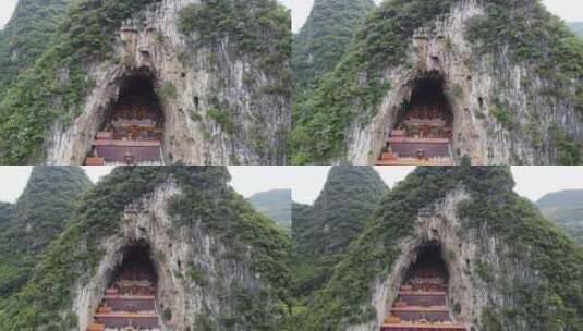 航拍贵州兴义万峰林大山里的寺庙风光高清在线视频素材下载