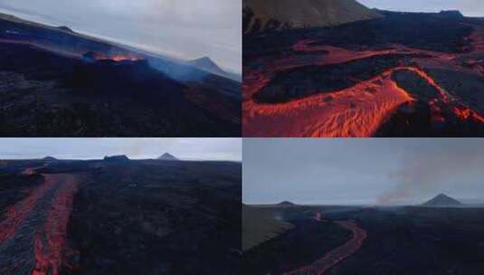 火山喷发岩浆涌动火山爆发实拍无人机航拍高清在线视频素材下载