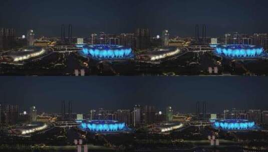 杭州亚运会奥体中心夜景高清在线视频素材下载