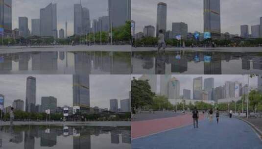 2023雨后广州珠江新城建筑群合集高清在线视频素材下载
