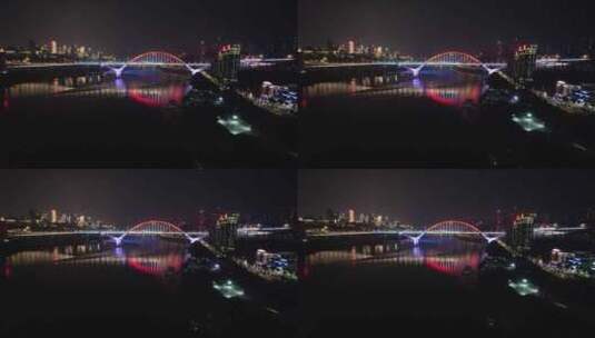 重庆菜园坝长江大桥夜景航拍高清在线视频素材下载