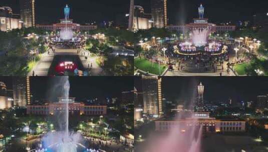 杭州武林广场音乐喷泉高清在线视频素材下载