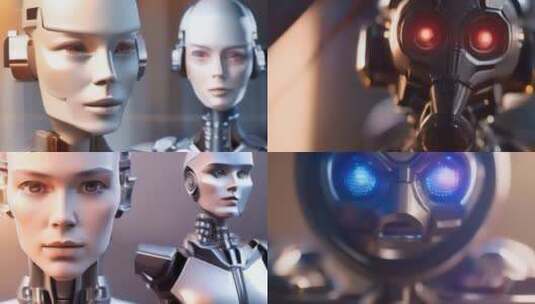 机器人 人脸机器人 未来ai智能机器人高清在线视频素材下载