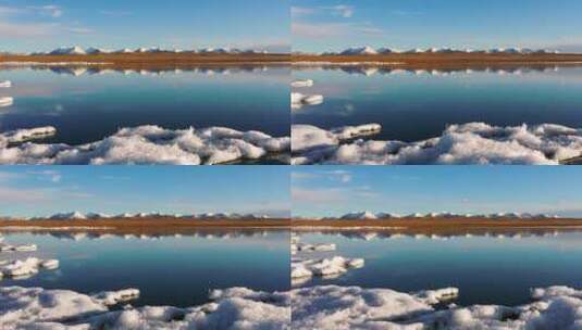 青海哈拉湖 雪山湖泊 湖景日落高清在线视频素材下载