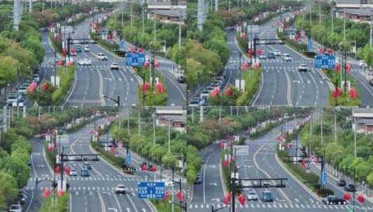 国庆节城市道路交通高清在线视频素材下载