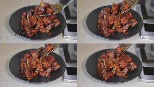 红烧排骨烹饪高清在线视频素材下载