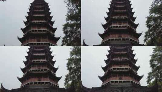 寺庙下雨素材苏州北寺塔实拍高清在线视频素材下载