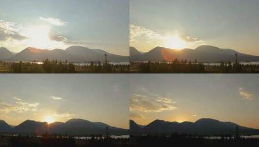 湖泊和山脉的日落时间流逝高清在线视频素材下载