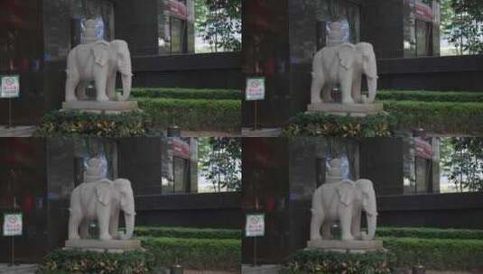 酒店石象雕塑高清在线视频素材下载