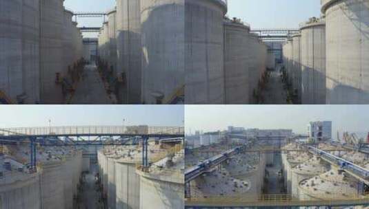 俯拍航拍港口边工厂高清在线视频素材下载