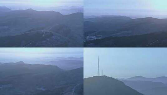 航拍云雾缭绕的枣庄凤凰绿道群山环绕高清在线视频素材下载