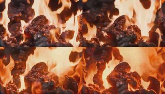 燃烧的木炭火堆高清在线视频素材下载