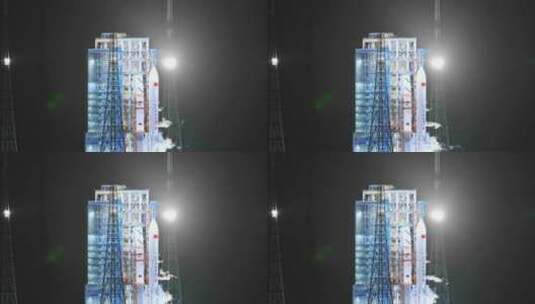 海南文昌火箭发射基地长征五B载着遥感卫星高清在线视频素材下载
