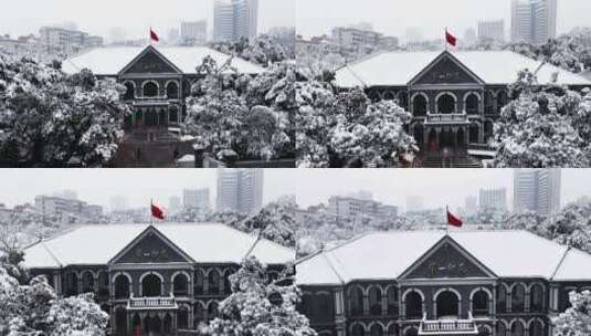 湖南第一师范学院雪景素材高清在线视频素材下载