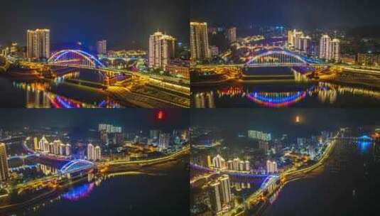 梧州河东城区夜景航拍延时视频高清在线视频素材下载
