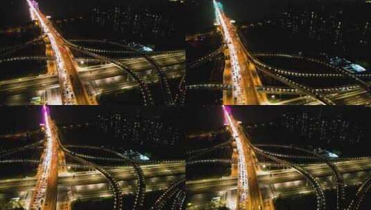 立交桥堵车夜景视频素材高清在线视频素材下载