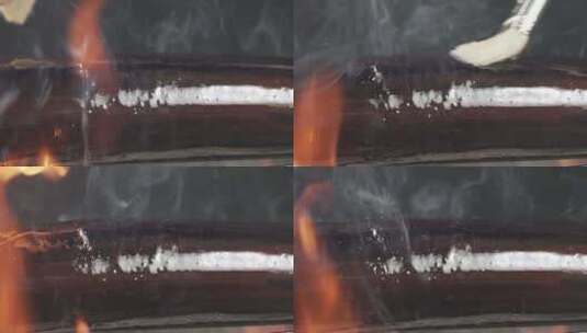 烤茄子刷油高清在线视频素材下载