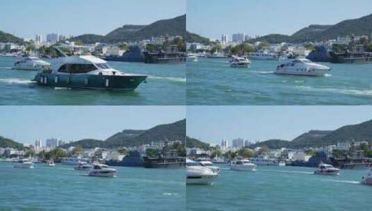 三亚国际游轮码头的海上游轮高清在线视频素材下载