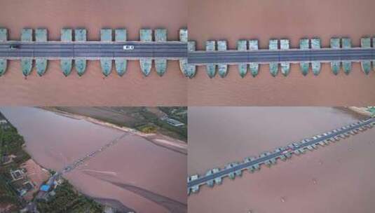 航拍滨州市黄河浮桥高清在线视频素材下载