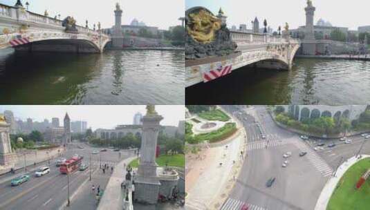 天津海河北安桥大场景航拍高清在线视频素材下载