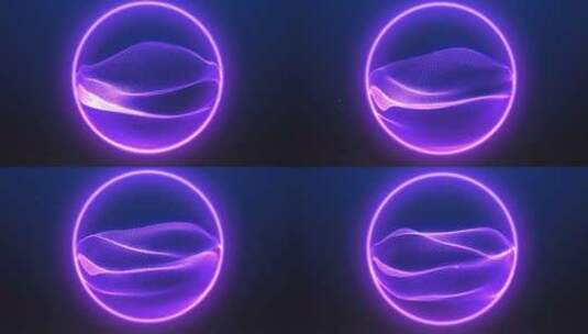 抽象的紫色霓虹灯发光球体悬浮在太空中。核高清在线视频素材下载