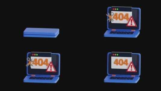 蓝色笔记本电脑404错误修复请求的3D动高清在线视频素材下载