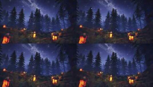 在梦幻森林中拍摄星星循环60fpsHD高清在线视频素材下载