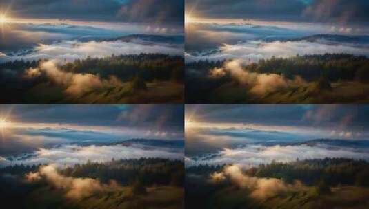 山林森林山脉云雾风景高清在线视频素材下载