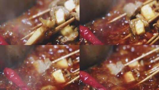 中国重庆市特色美食串串火锅-煮串串高清在线视频素材下载