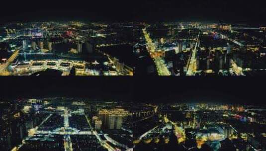 江苏宿迁城市夜景灯光航拍高清在线视频素材下载
