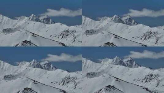 四川甘孜州姐妹湖318国道雪山航拍高清在线视频素材下载