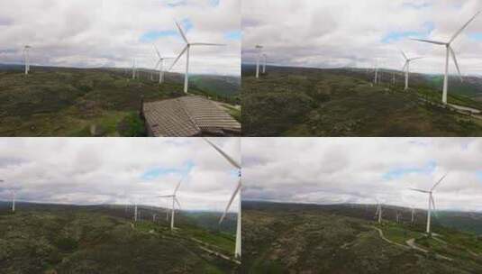 山上的风力涡轮机高清在线视频素材下载