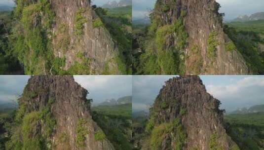 泰国甲米悬崖上猴子的航拍视频高清在线视频素材下载