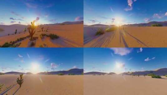 干旱沙漠清晨日出延时摄影一镜到底高清在线视频素材下载