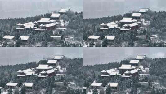 山中碧霞祠雪景高清在线视频素材下载