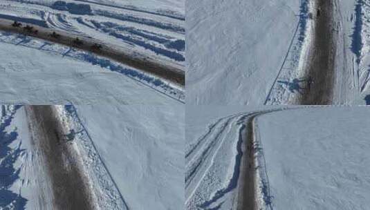内蒙古冬季雪原马群奔跑赛马高清在线视频素材下载