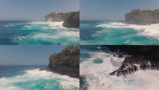佩妮达海浪浪花航拍高清在线视频素材下载