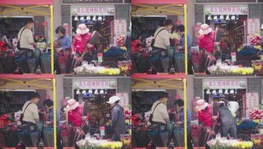 昆明斗南花市正在买花的女士高清在线视频素材下载
