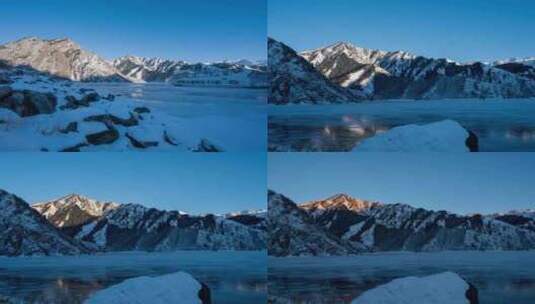 新疆天山天池冬季日落合集高清在线视频素材下载