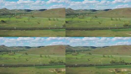【航拍】草原天路风景 坝上草原 草原道路高清在线视频素材下载