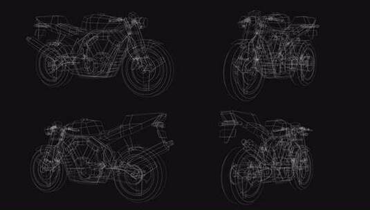 低多边形3D摩托车线框高清在线视频素材下载