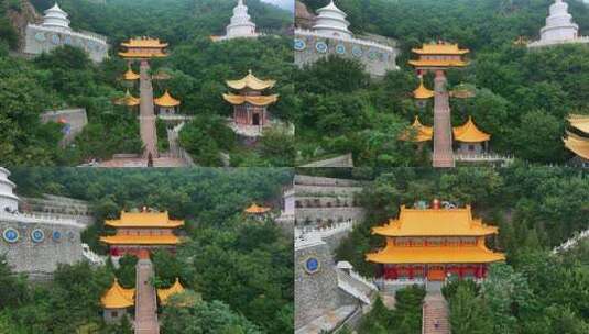 航拍辽宁辽阳龙峰寺高清在线视频素材下载