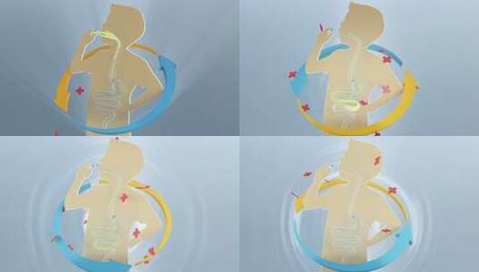 益生菌 肠胃吸收 胶囊吸收 药物分子高清在线视频素材下载
