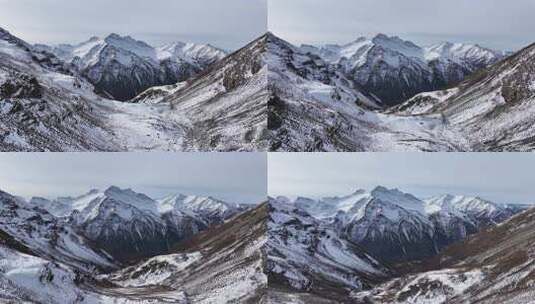 航拍四川阿坝岷山山脉雪山群峰风光高清在线视频素材下载