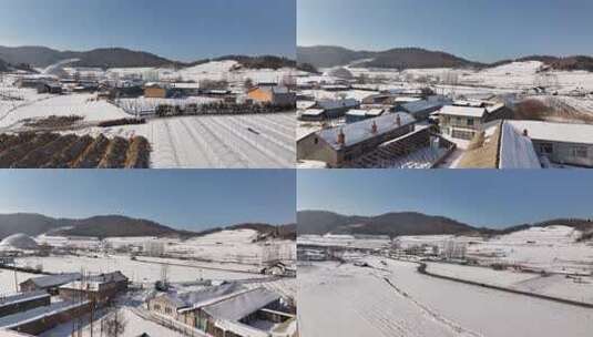 雪后乡村俯瞰景象高清在线视频素材下载