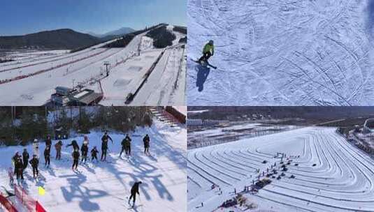 冬季滑雪场航拍镜头高清在线视频素材下载