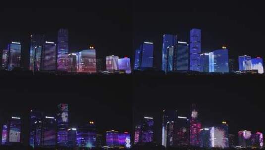 灯光绚丽的城市夜景高楼大厦高清在线视频素材下载