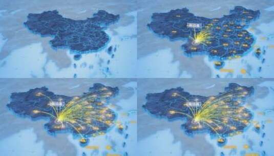 攀枝花市盐边县辐射全国网络地图ae模板高清AE视频素材下载