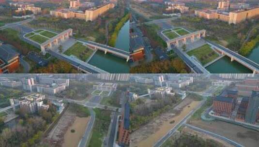 杭州浙江大学紫金港校区校门风景视频素材高清在线视频素材下载